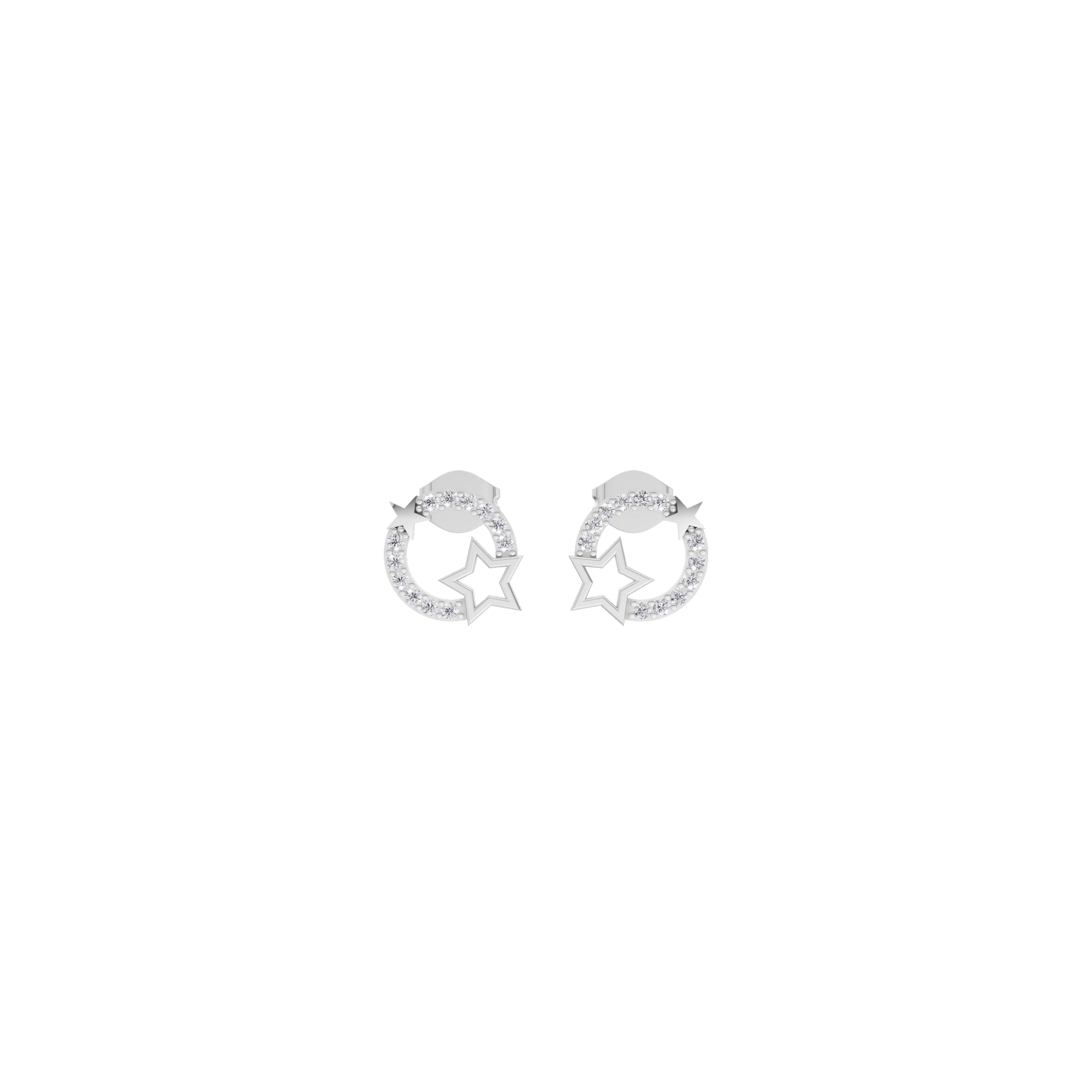 Aarinya Open-Circle Halo Star Diamond Pendant & Earrings Set