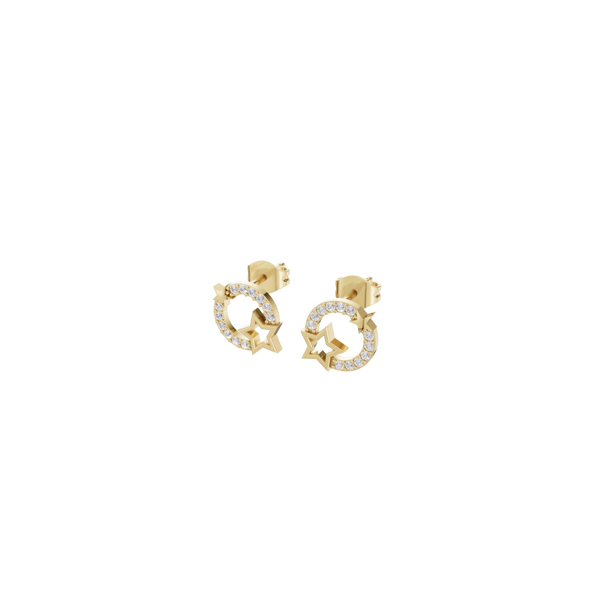Aarinya Open-Circle Halo Star Diamond Pendant & Earrings Set