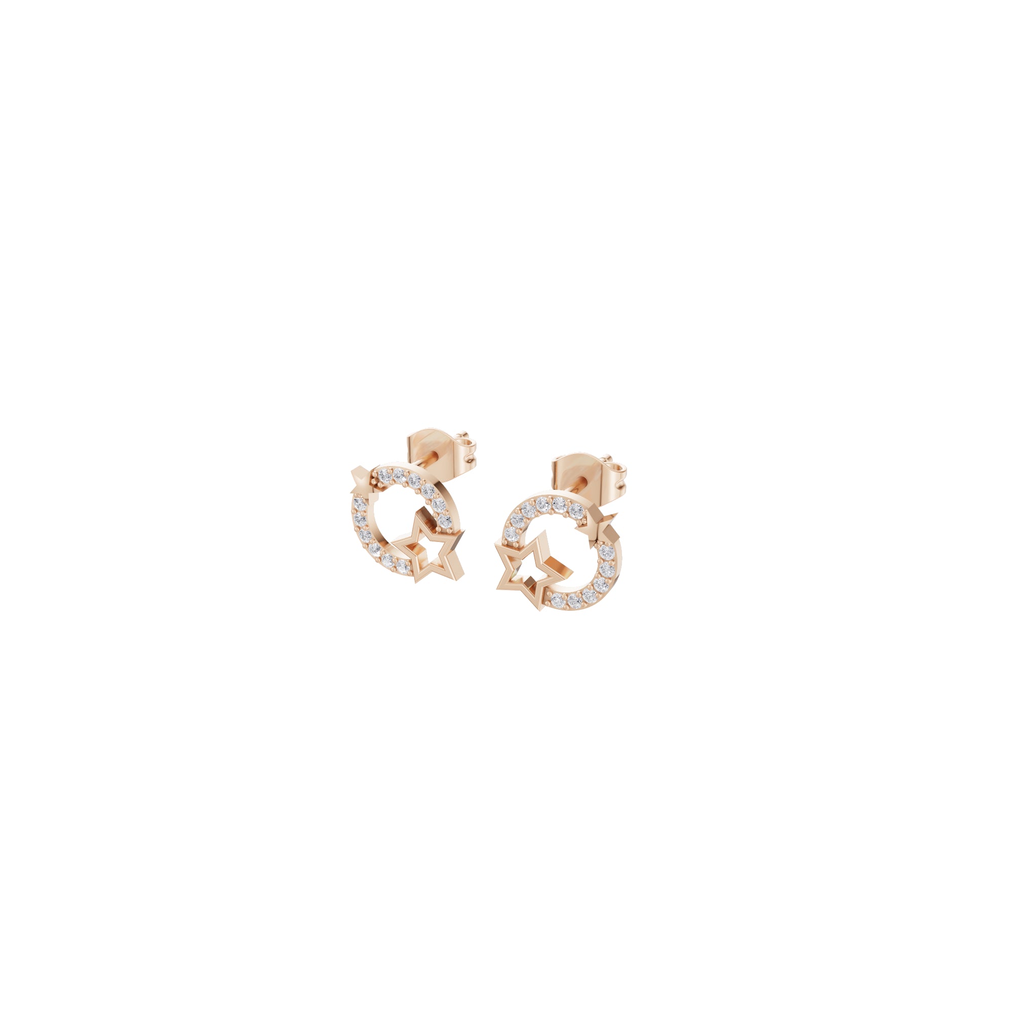 Aarinya Open-Circle Halo Star Diamond Pendant & Earrings Set