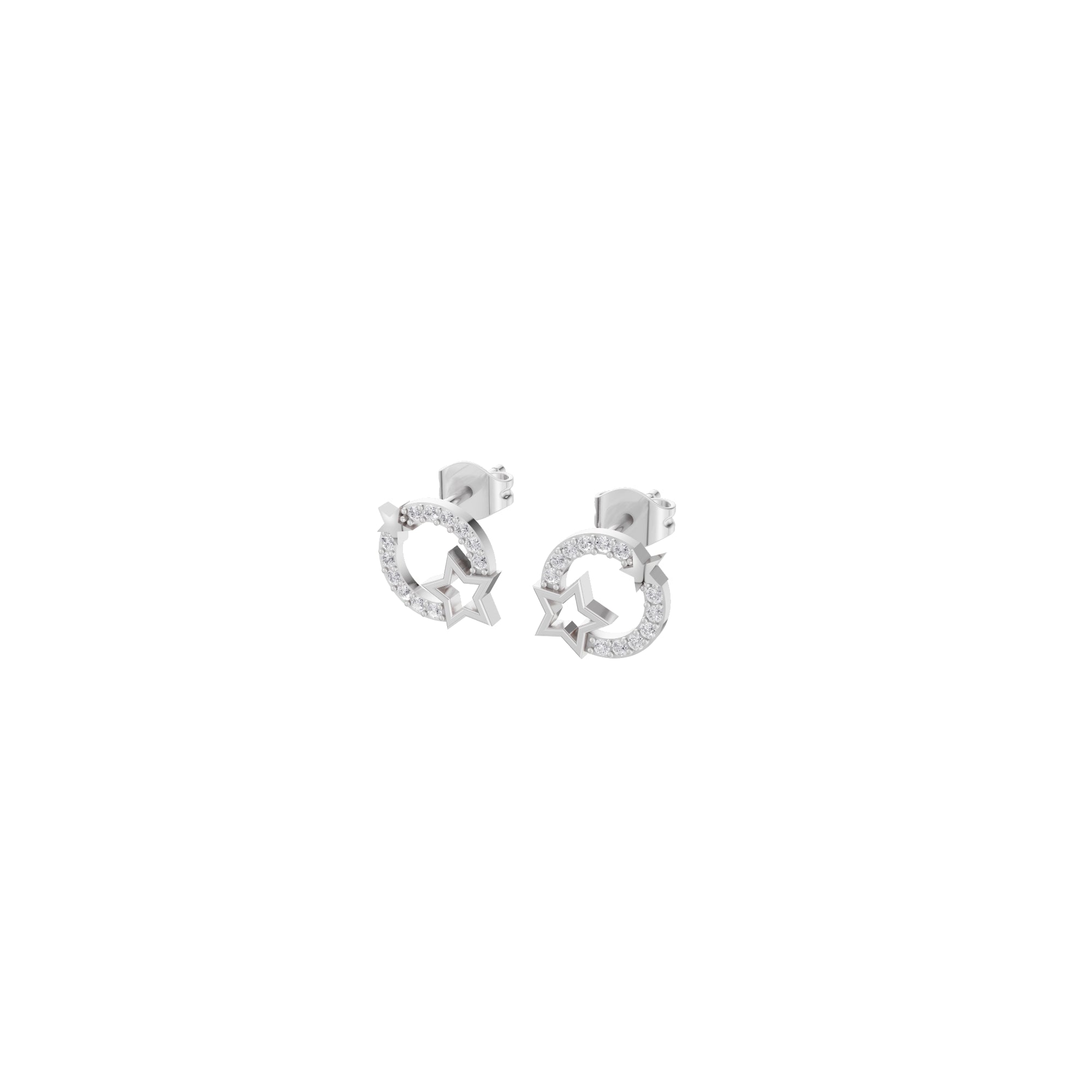Aarinya Open-Circle Halo Star Diamond Pendant & Earrings Set