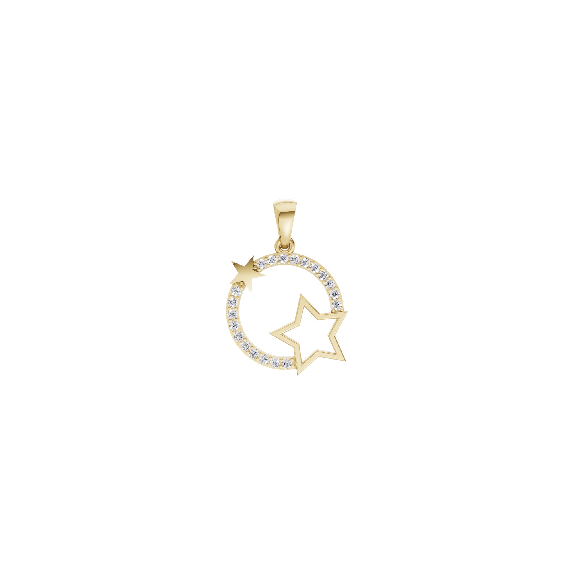 Aarinya Open-Circle Halo Star Diamond Pendant & Earrings Set