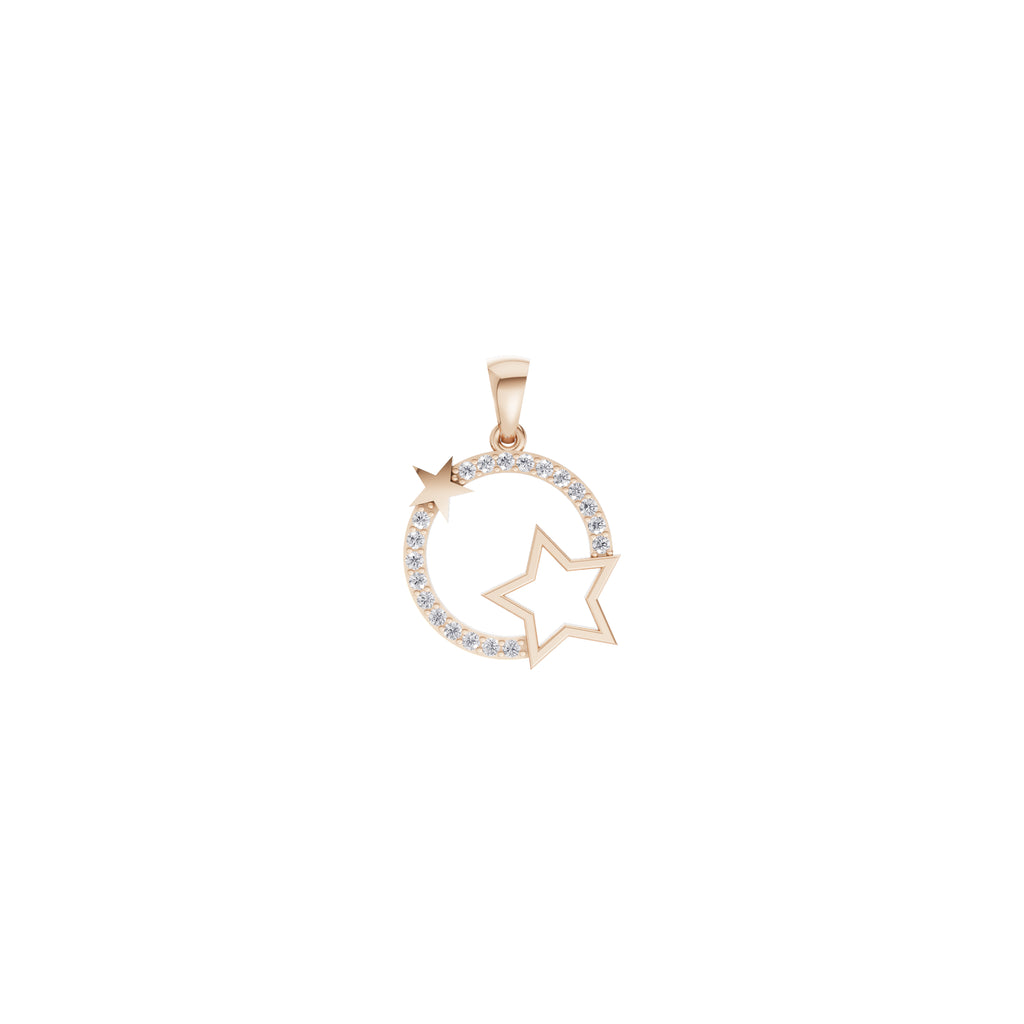 Aarinya Open-Circle Halo Star Diamond Pendant & Earrings Set