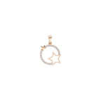 Aarinya Open-Circle Halo Star Diamond Pendant & Earrings Set