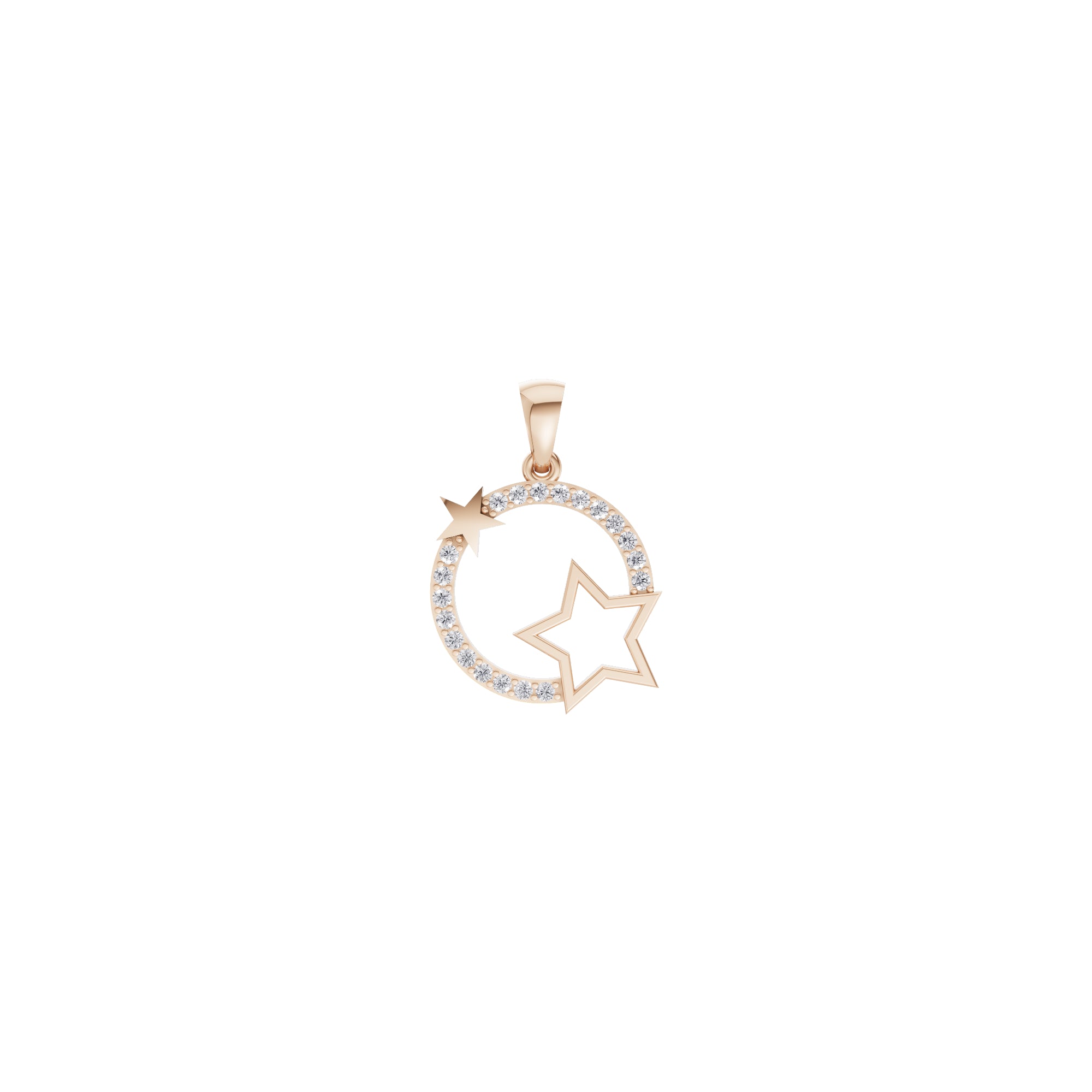Aarinya Open-Circle Halo Star Diamond Pendant & Earrings Set
