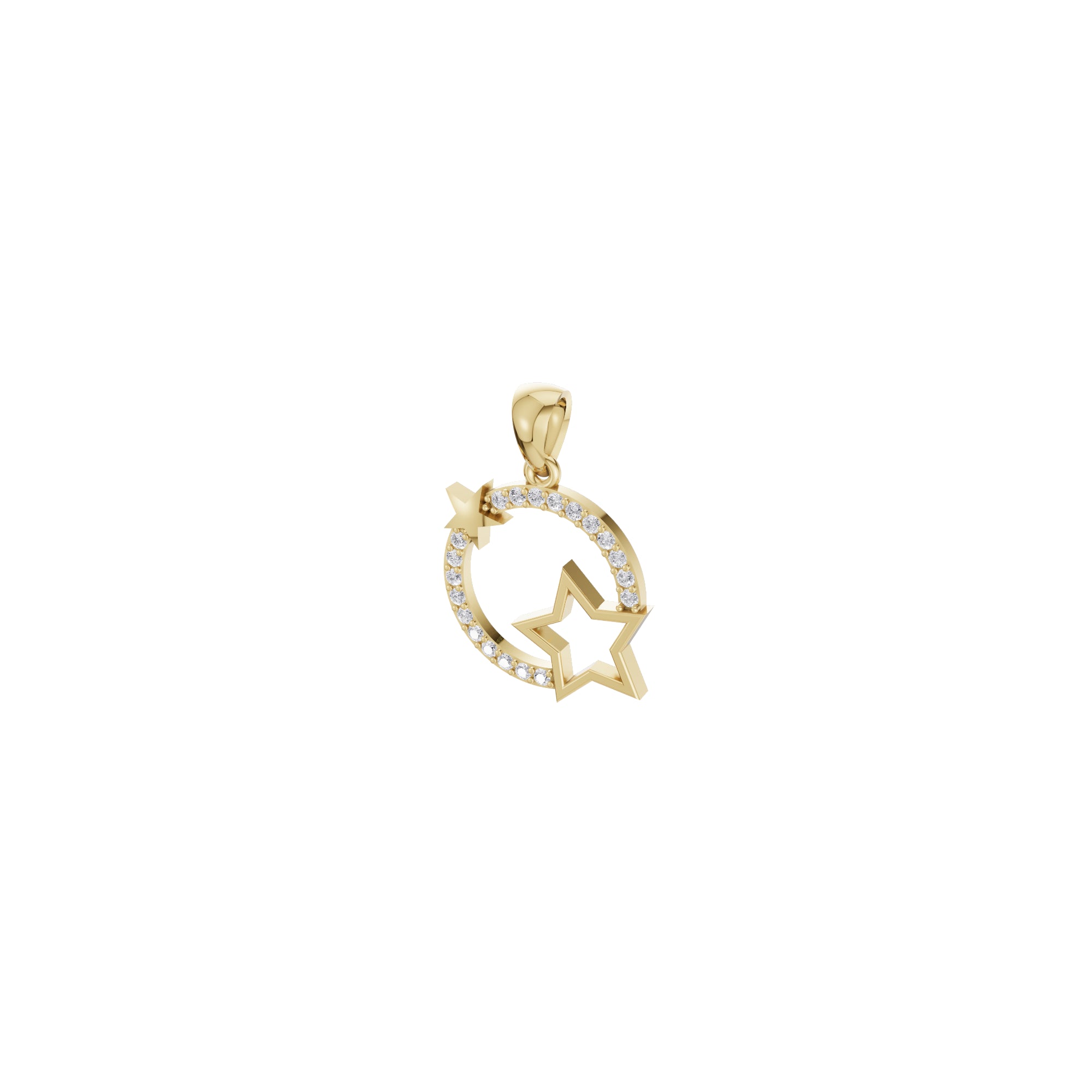 Aarinya Open-Circle Halo Star Diamond Pendant & Earrings Set
