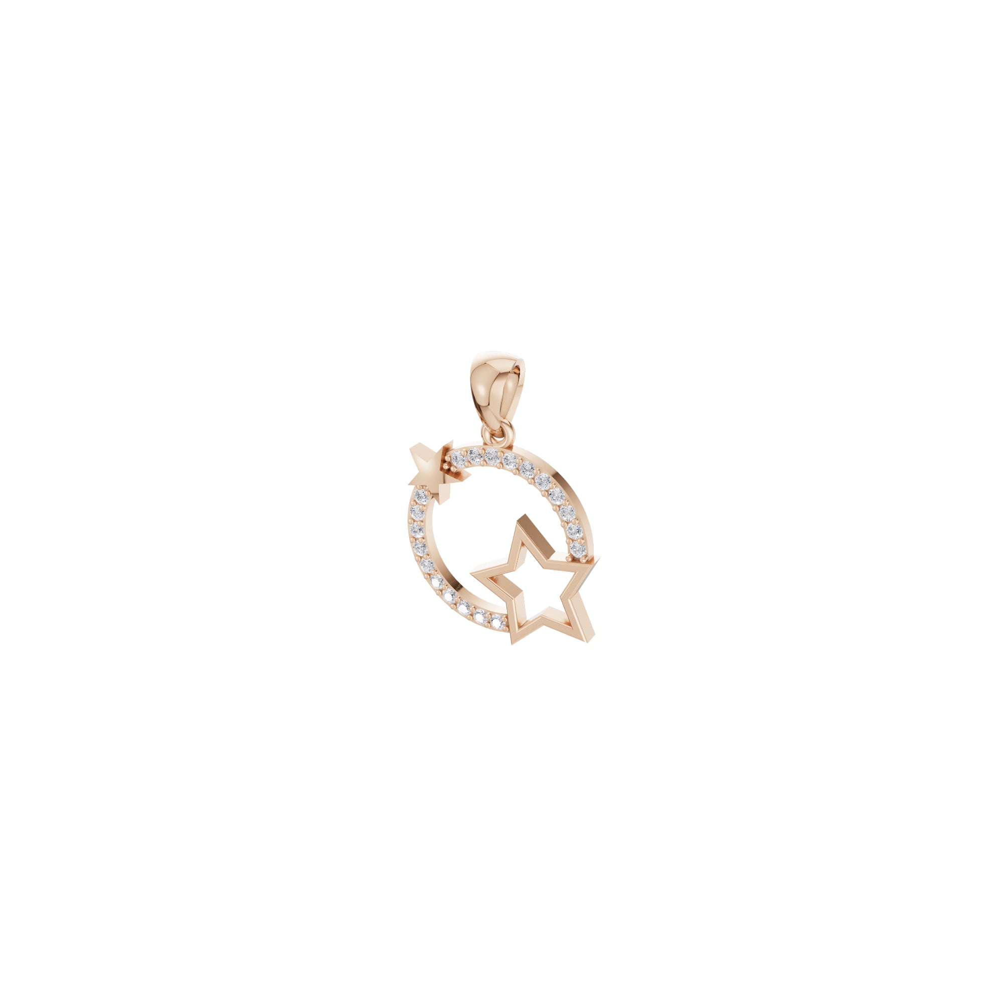 Aarinya Open-Circle Halo Star Diamond Pendant & Earrings Set