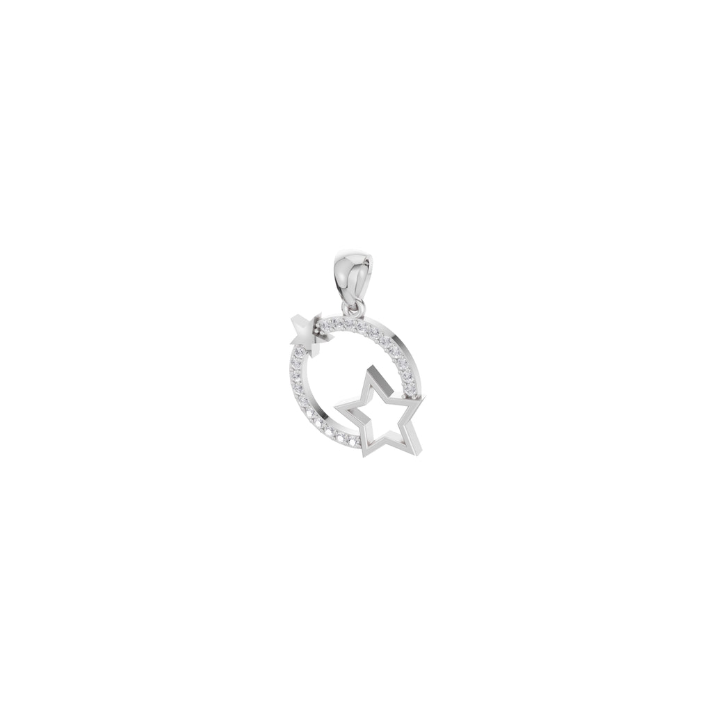 Aarinya Open-Circle Halo Star Diamond Pendant & Earrings Set