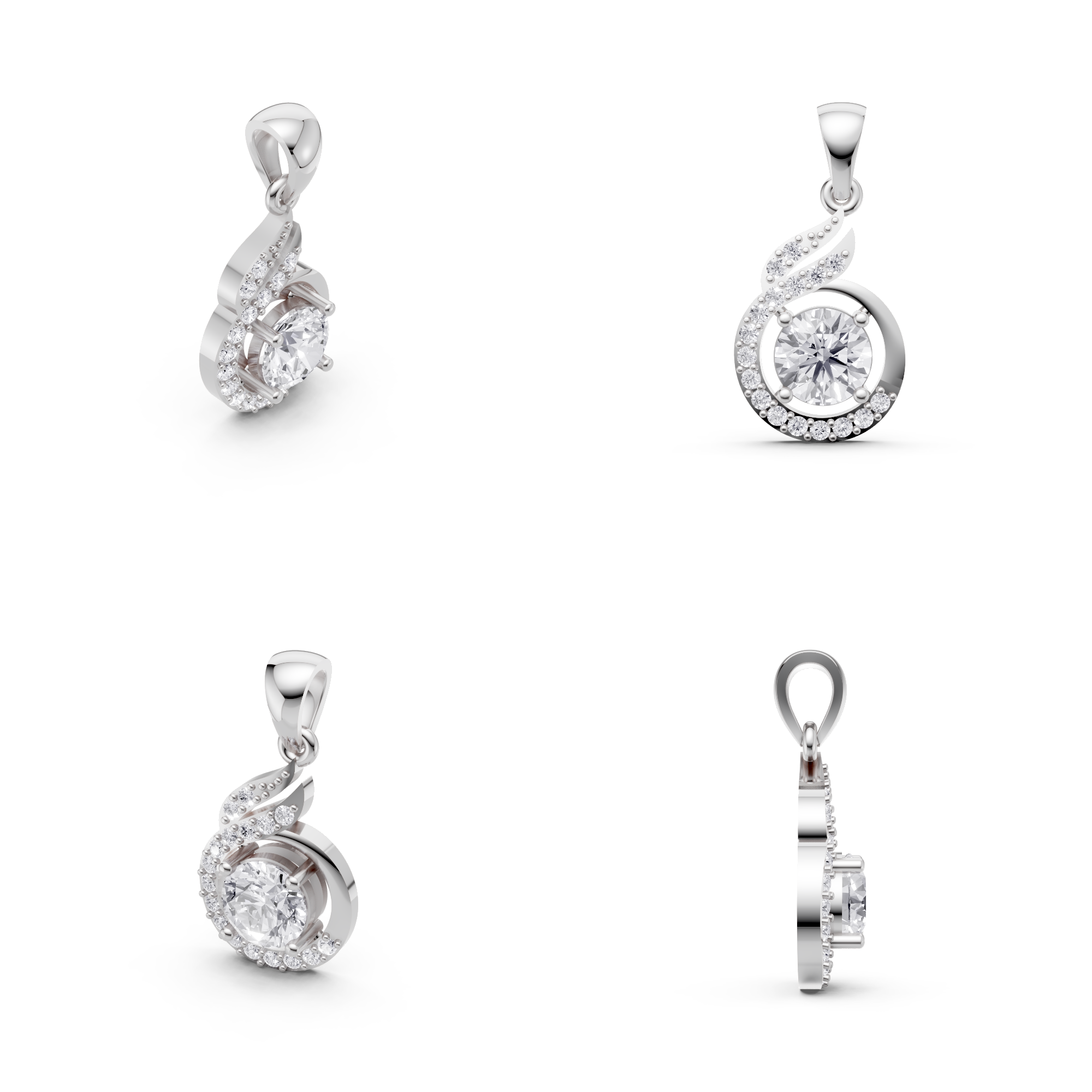 Aarinya Celestial Swirl Solitaire Pendant Set, The Flame-Halo Solitaire Pendant Set