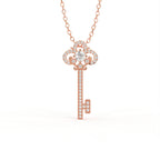 Aarinya Vintage Fleur-de-Lis Lab-Grown Diamond Key Pendant, The Centurion Minimalist Baroque Key Pendant