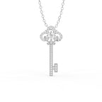 Aarinya Vintage Fleur-de-Lis Lab-Grown Diamond Key Pendant, The Centurion Minimalist Baroque Key Pendant