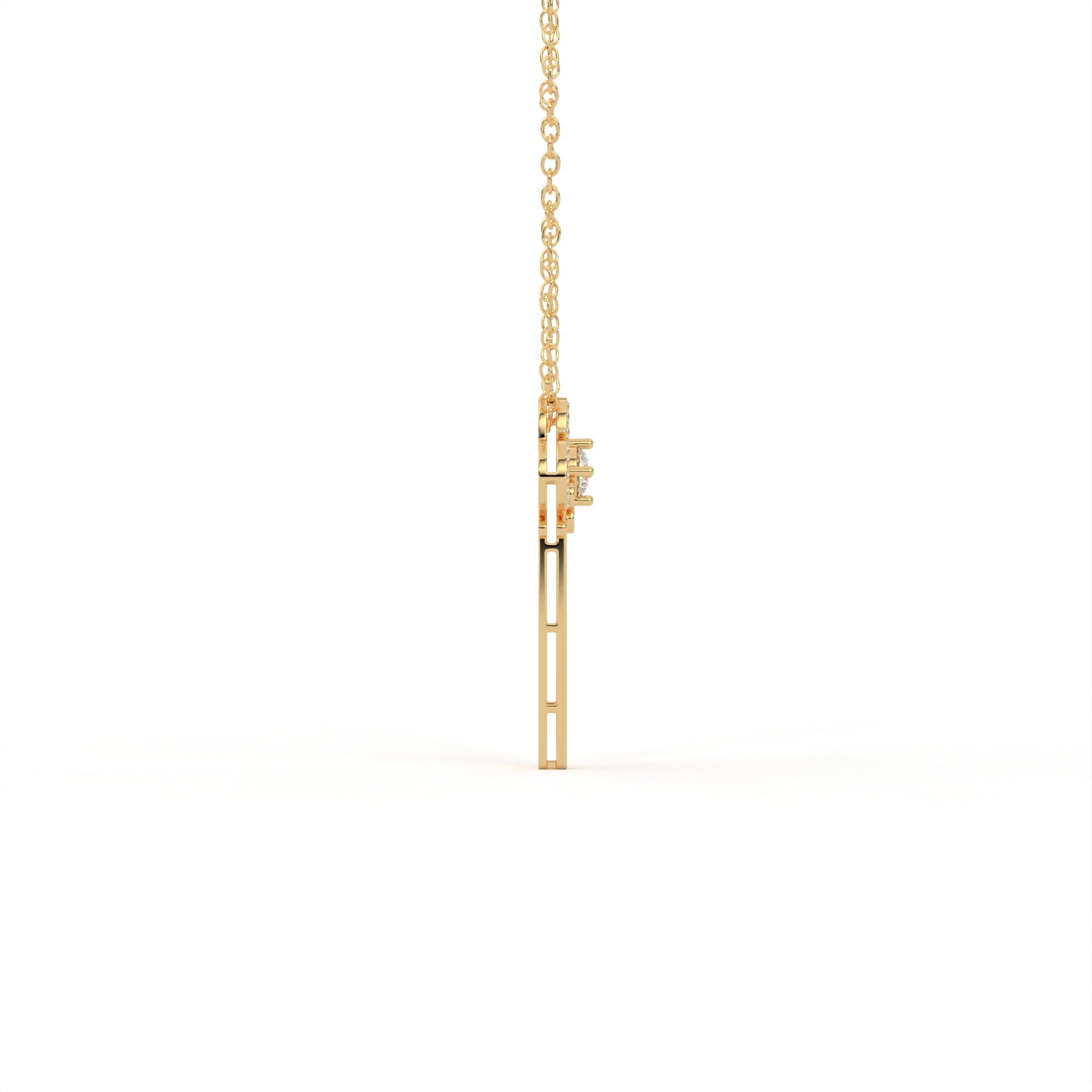Aarinya Vintage Fleur-de-Lis Lab-Grown Diamond Key Pendant, The Centurion Minimalist Baroque Key Pendant