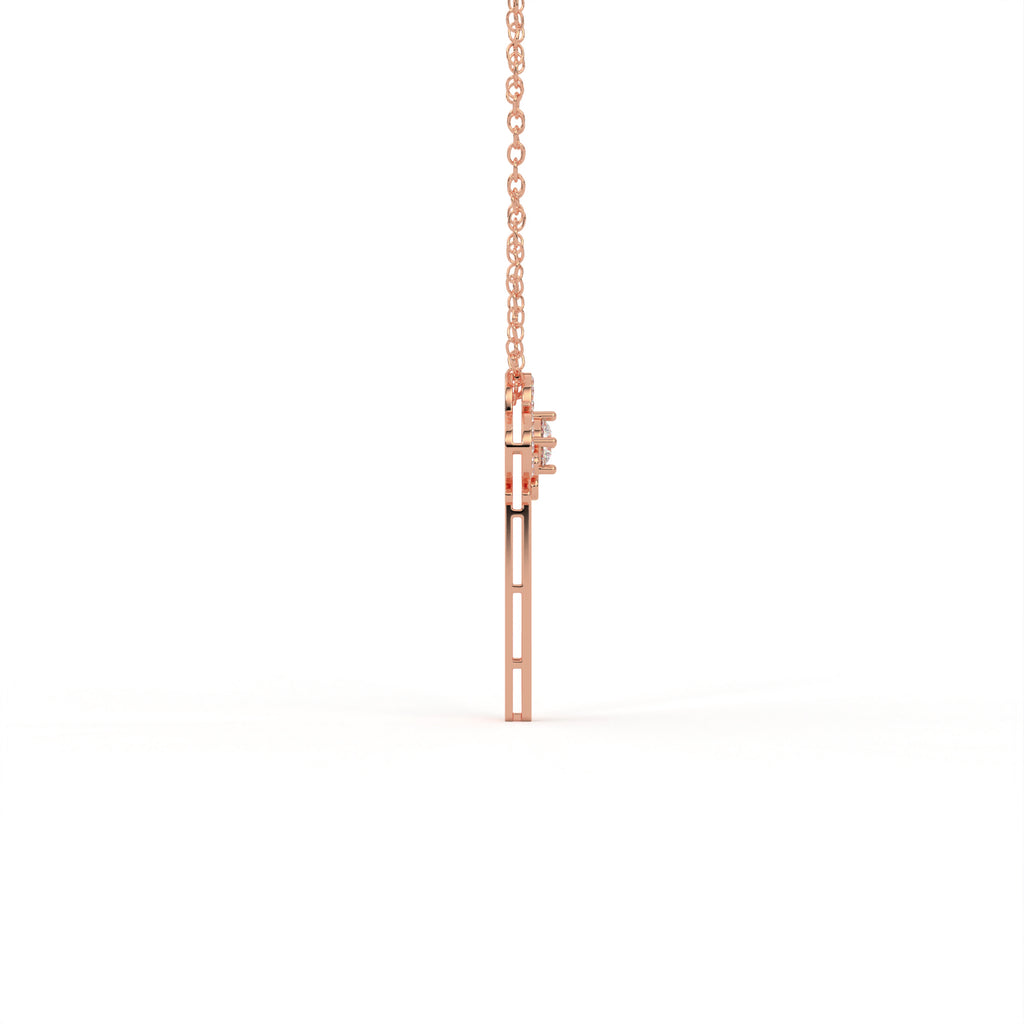 Aarinya Vintage Fleur-de-Lis Lab-Grown Diamond Key Pendant, The Centurion Minimalist Baroque Key Pendant