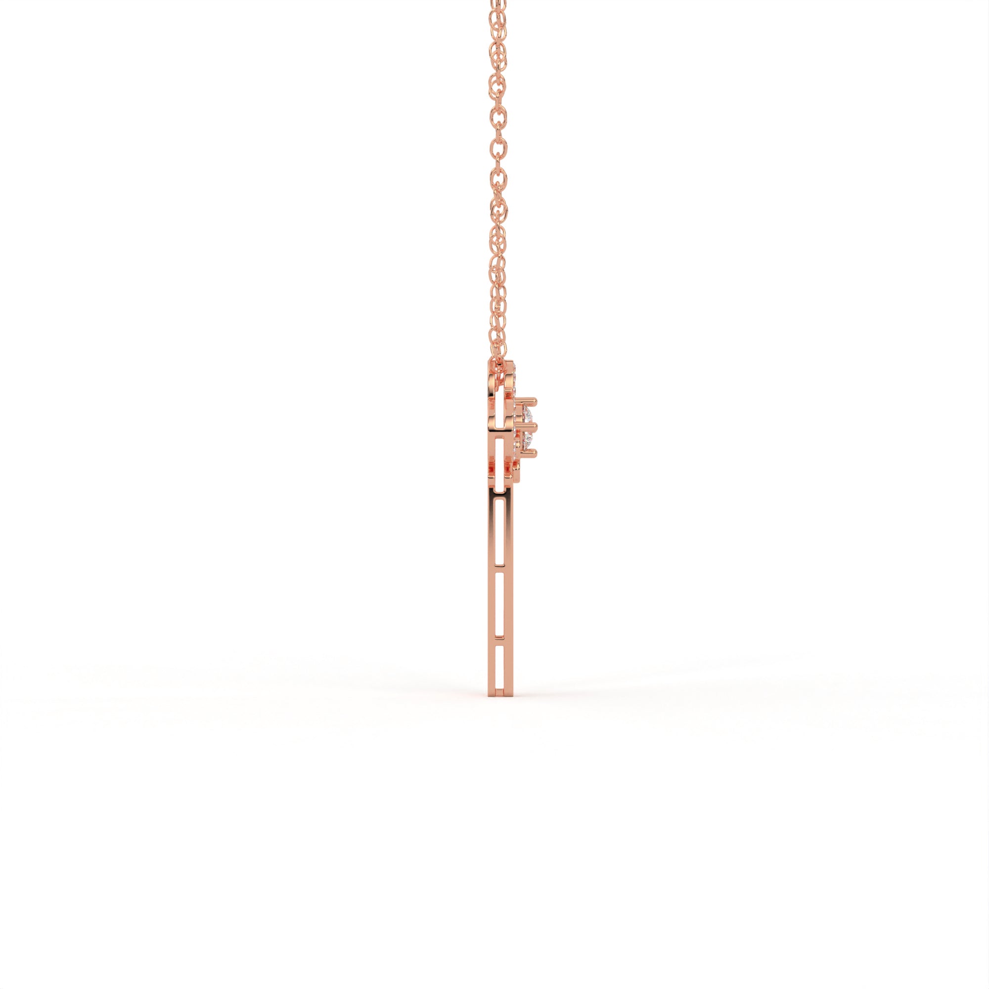 Aarinya Vintage Fleur-de-Lis Lab-Grown Diamond Key Pendant, The Centurion Minimalist Baroque Key Pendant