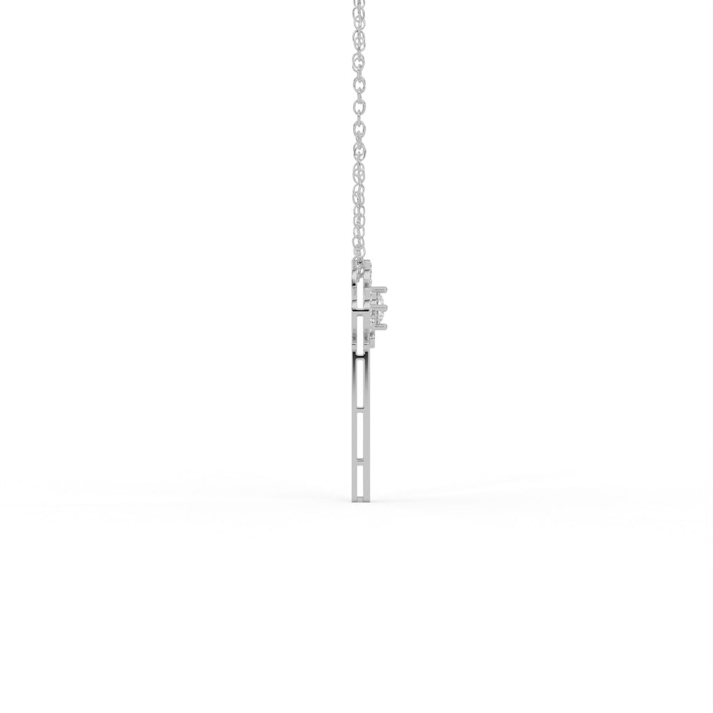 Aarinya Vintage Fleur-de-Lis Lab-Grown Diamond Key Pendant, The Centurion Minimalist Baroque Key Pendant