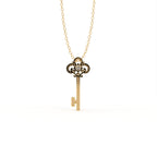 Aarinya Vintage Fleur-de-Lis Lab-Grown Diamond Key Pendant, The Centurion Minimalist Baroque Key Pendant