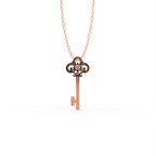 Aarinya Vintage Fleur-de-Lis Lab-Grown Diamond Key Pendant, The Centurion Minimalist Baroque Key Pendant