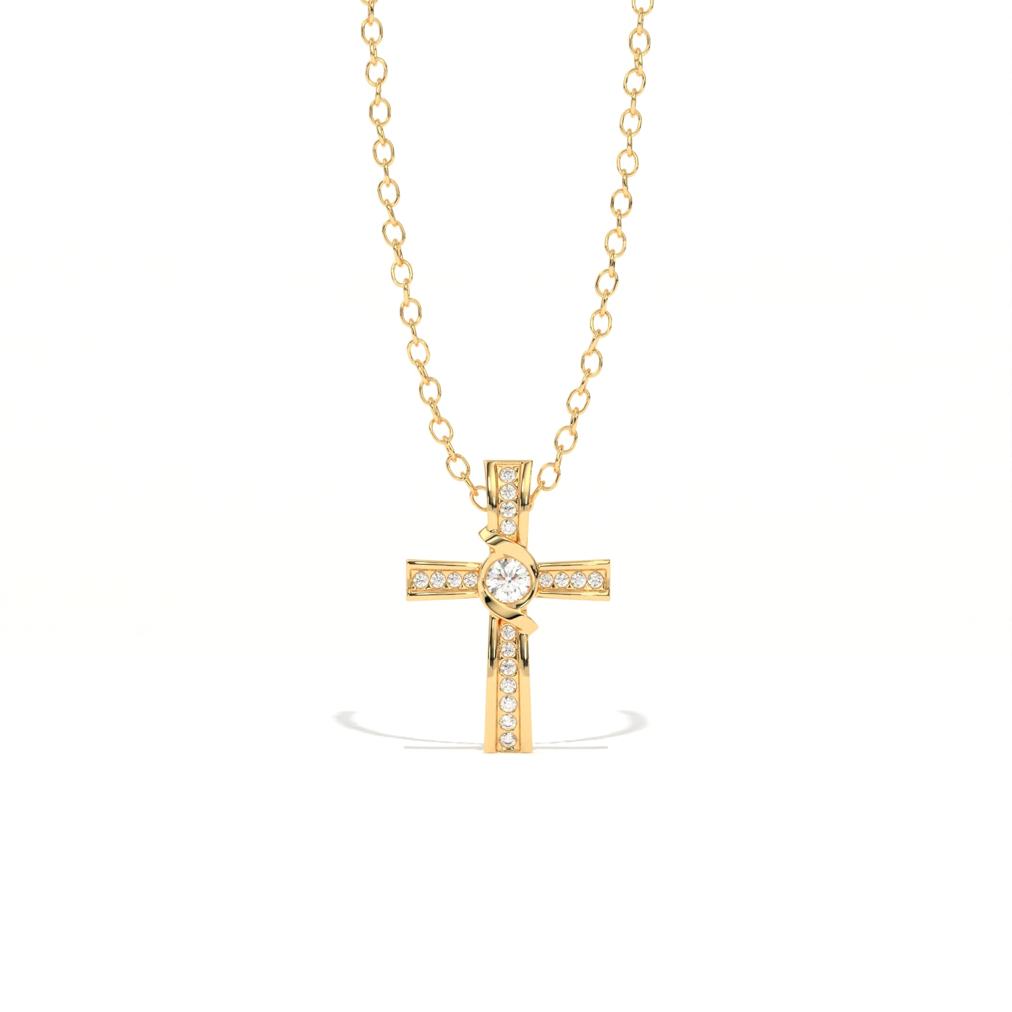Aarinya Ribbon Cross Lab-Grown Diamond Pendant, The Centurion Minimalist Cross Pendant