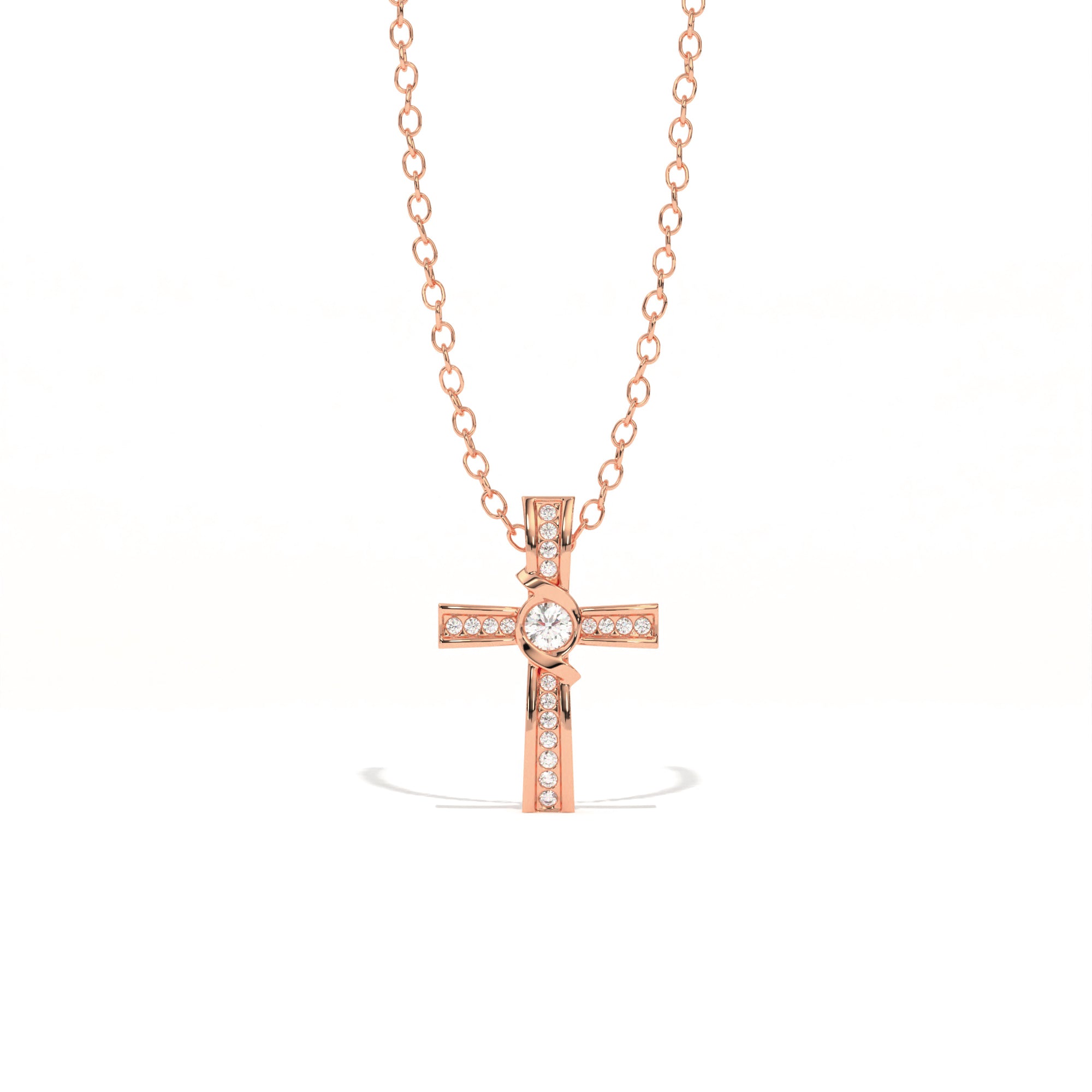 Aarinya Ribbon Cross Lab-Grown Diamond Pendant, The Centurion Minimalist Cross Pendant