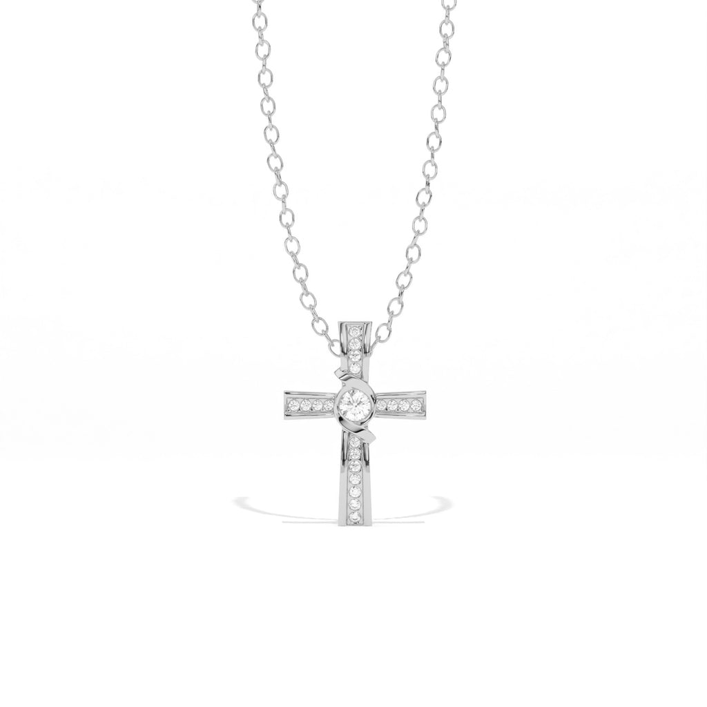 Aarinya Ribbon Cross Lab-Grown Diamond Pendant, The Centurion Minimalist Cross Pendant