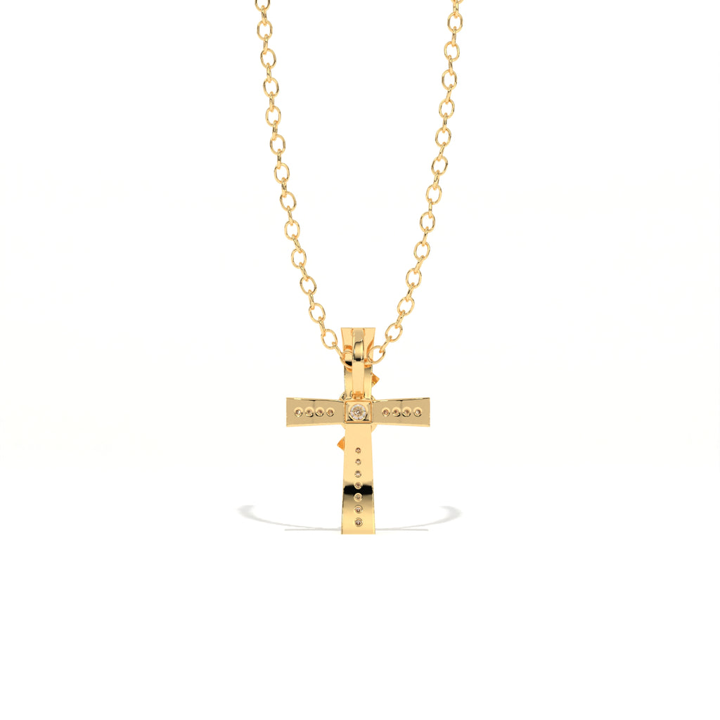 Aarinya Ribbon Cross Lab-Grown Diamond Pendant, The Centurion Minimalist Cross Pendant