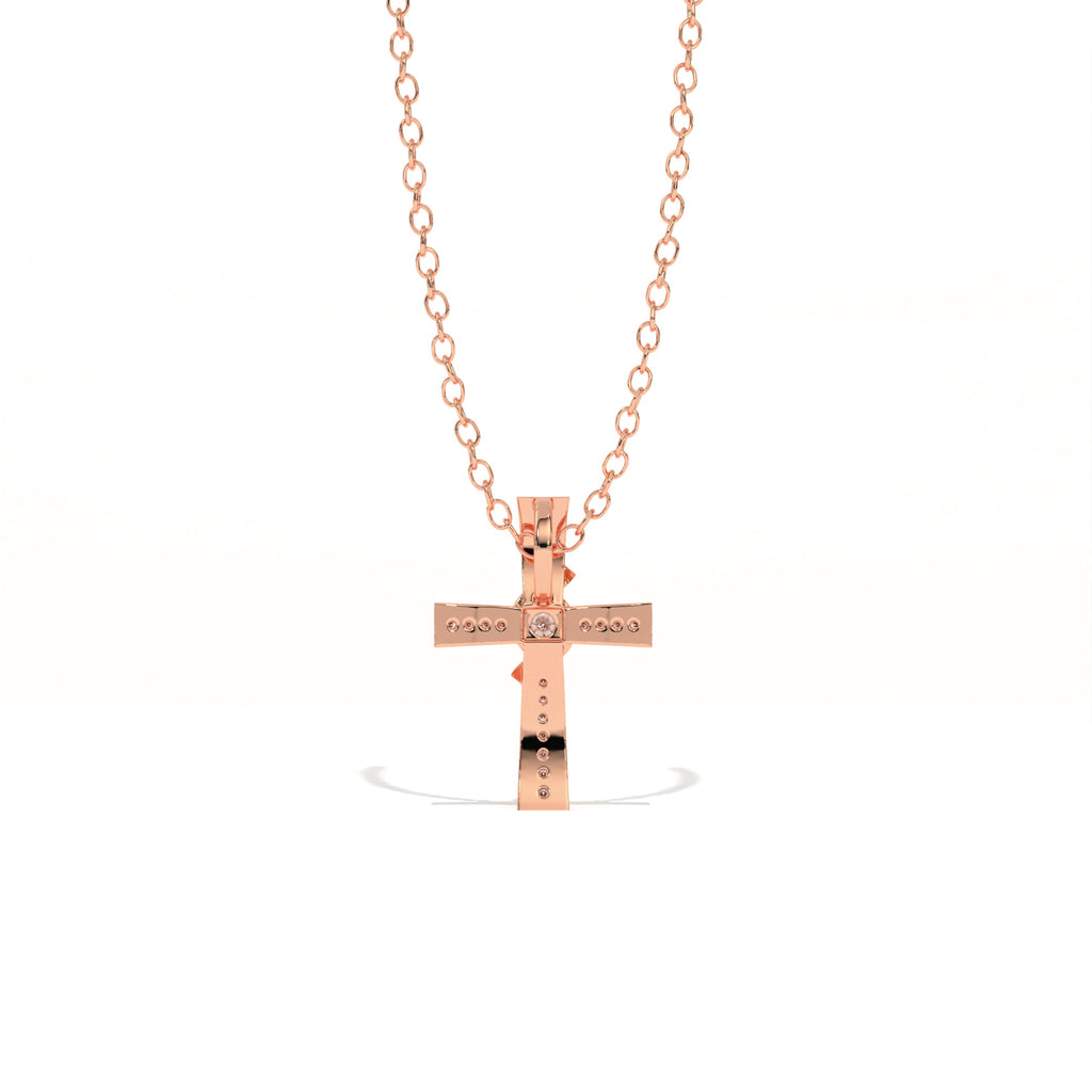 Aarinya Ribbon Cross Lab-Grown Diamond Pendant, The Centurion Minimalist Cross Pendant