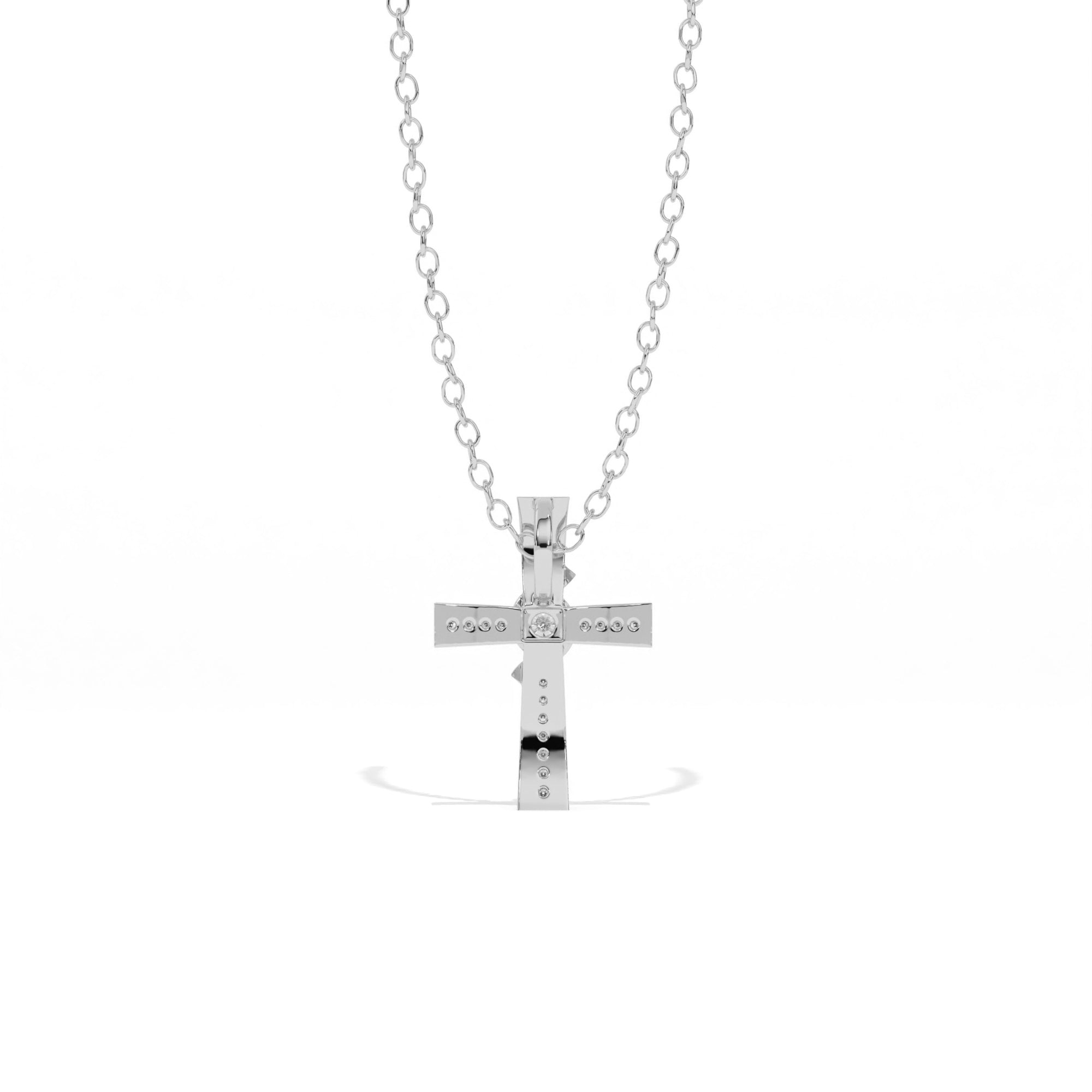 Aarinya Ribbon Cross Lab-Grown Diamond Pendant, The Centurion Minimalist Cross Pendant