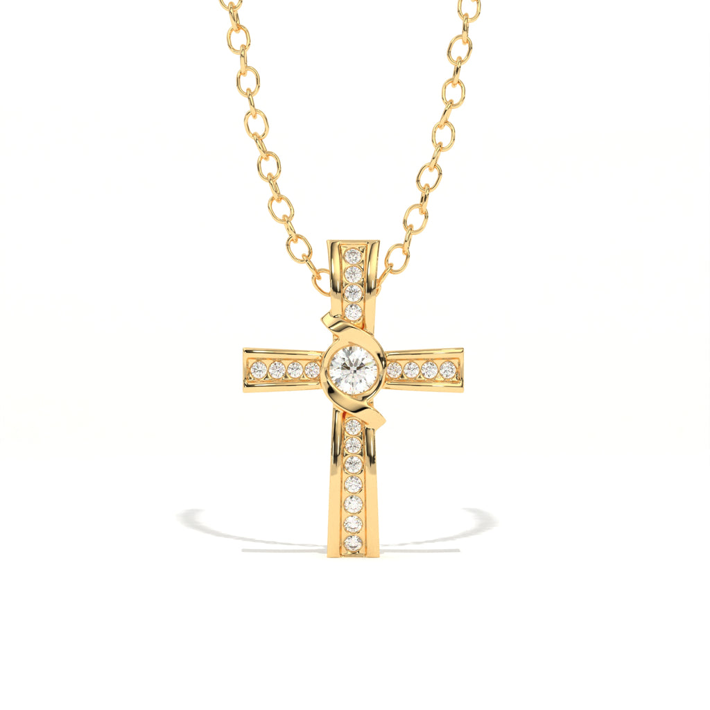 Aarinya Ribbon Cross Lab-Grown Diamond Pendant, The Centurion Minimalist Cross Pendant
