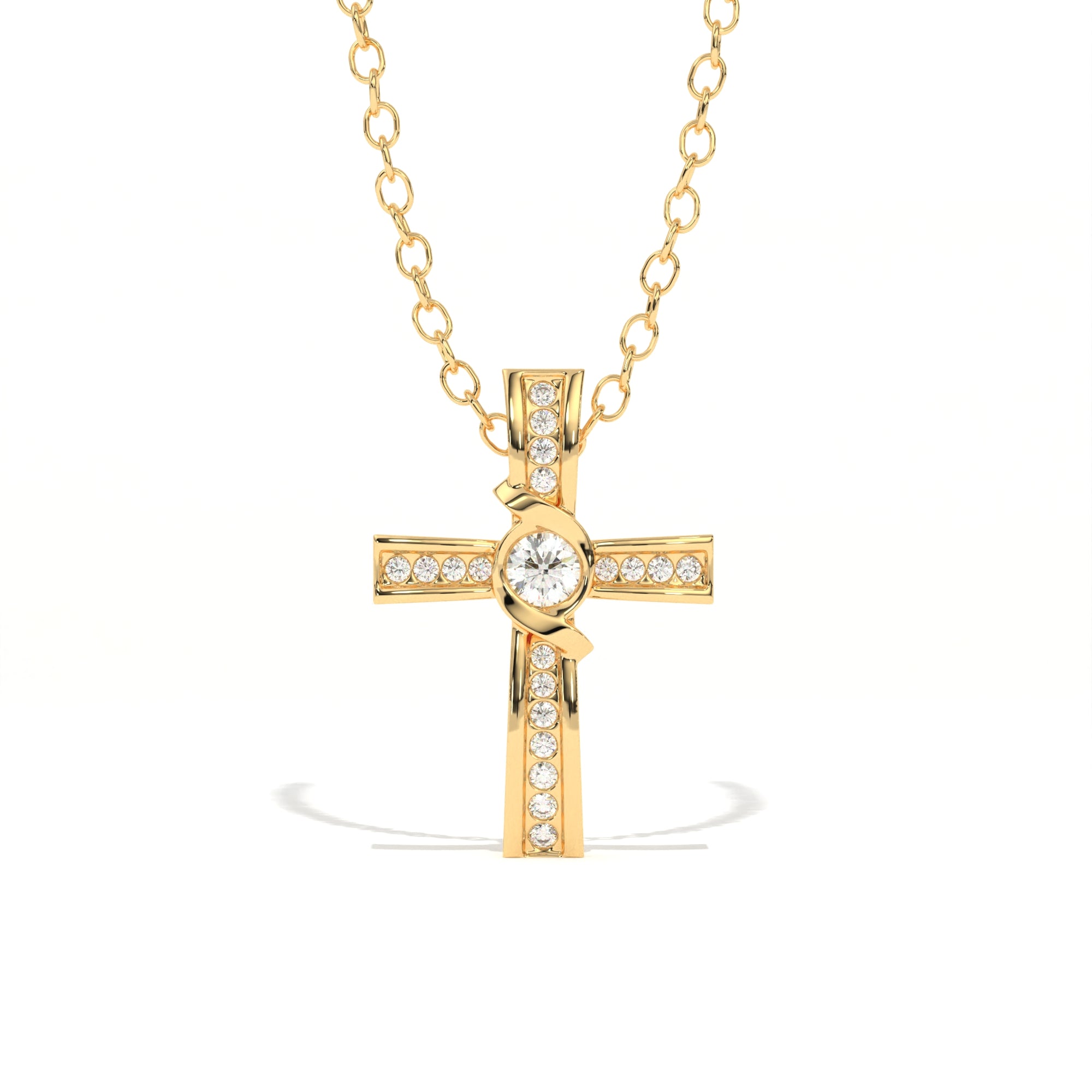 Aarinya Ribbon Cross Lab-Grown Diamond Pendant, The Centurion Minimalist Cross Pendant
