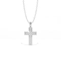 Aarinya Modern Beveled Edge Diamond Cross Pendant, The Centurion Minimalist Stepped Diamond-Core Cross
