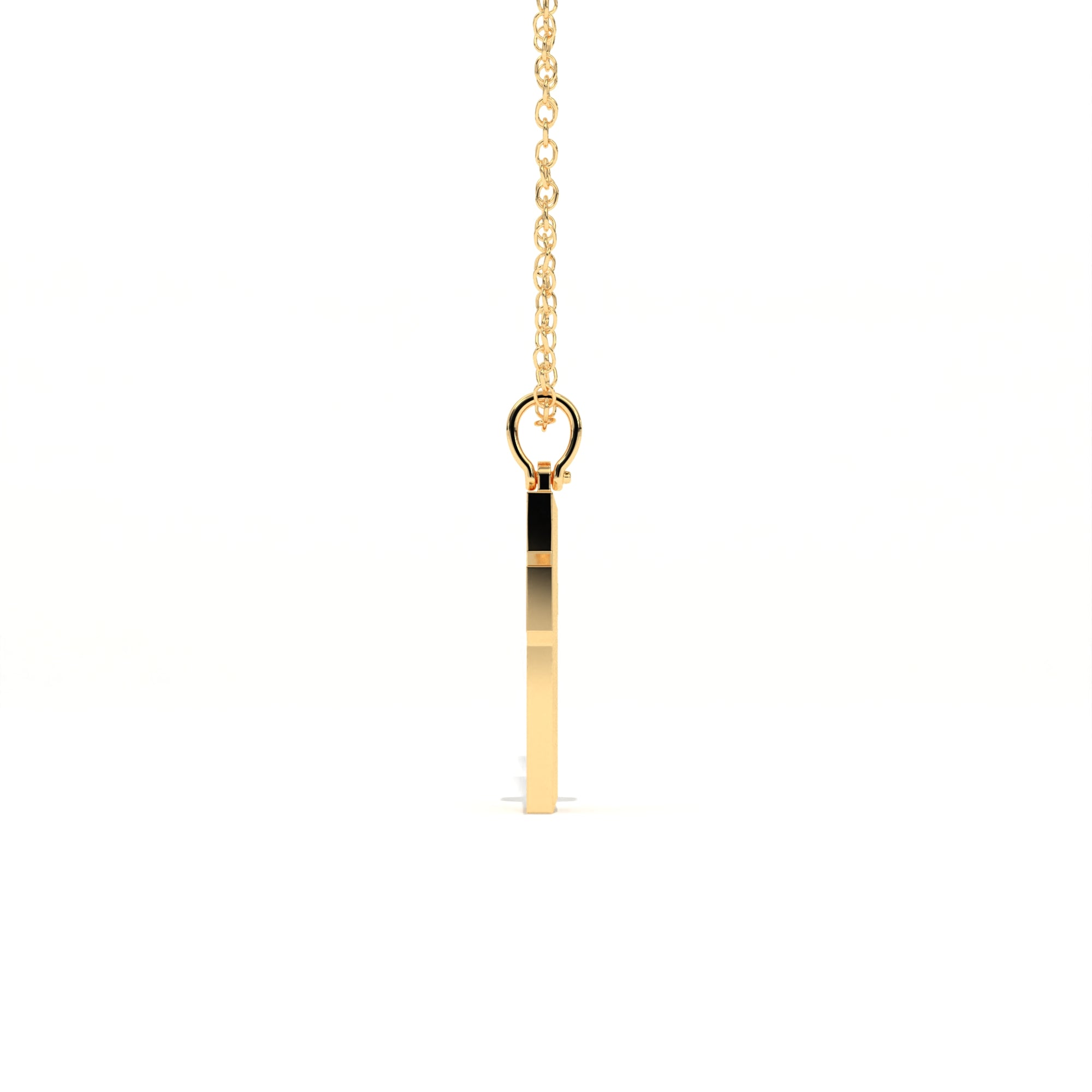 Aarinya Modern Beveled Edge Diamond Cross Pendant, The Centurion Minimalist Stepped Diamond-Core Cross