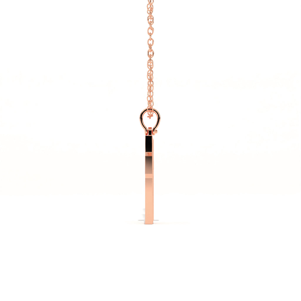 Aarinya Modern Beveled Edge Diamond Cross Pendant, The Centurion Minimalist Stepped Diamond-Core Cross