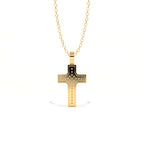 Aarinya Modern Beveled Edge Diamond Cross Pendant, The Centurion Minimalist Stepped Diamond-Core Cross