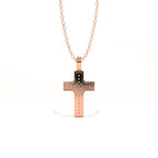 Aarinya Modern Beveled Edge Diamond Cross Pendant, The Centurion Minimalist Stepped Diamond-Core Cross