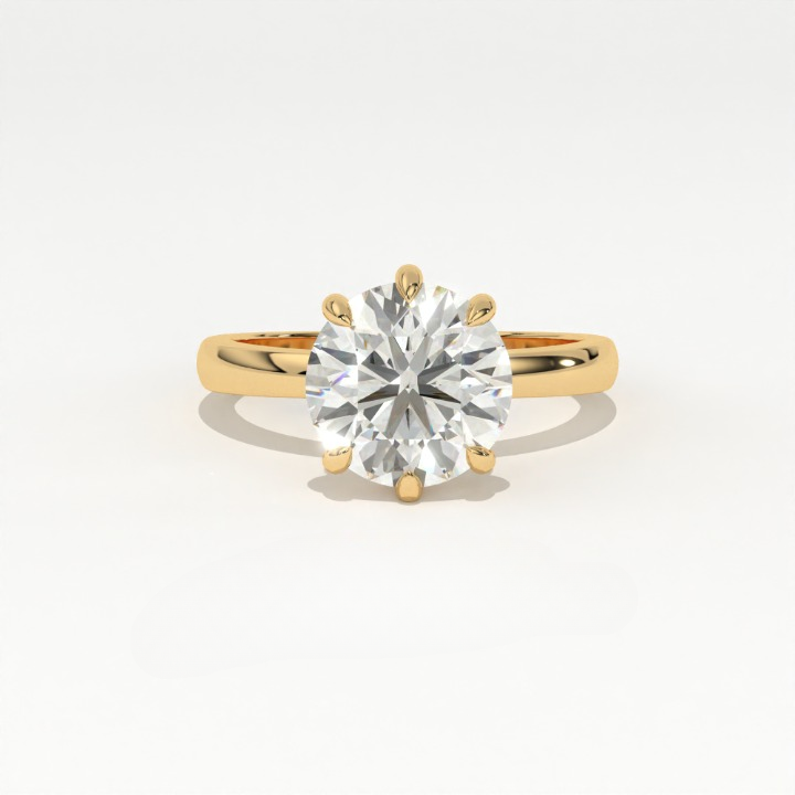 Aarinya Classic 6-Prong Rounded Lab-Grown Diamond Solitaire Ring, The Centurion Minimalist Slender-Band 6-Claw Solitaire Ring