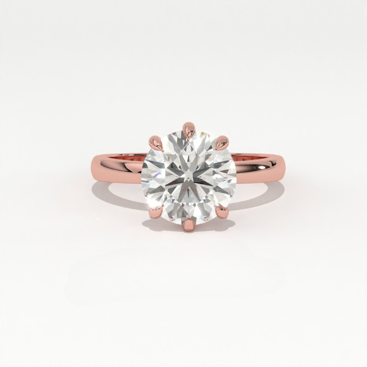 Aarinya Classic 6-Prong Rounded Lab-Grown Diamond Solitaire Ring, The Centurion Minimalist Slender-Band 6-Claw Solitaire Ring