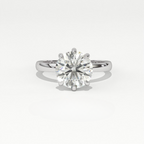 Aarinya Classic 6-Prong Rounded Lab-Grown Diamond Solitaire Ring, The Centurion Minimalist Slender-Band 6-Claw Solitaire Ring