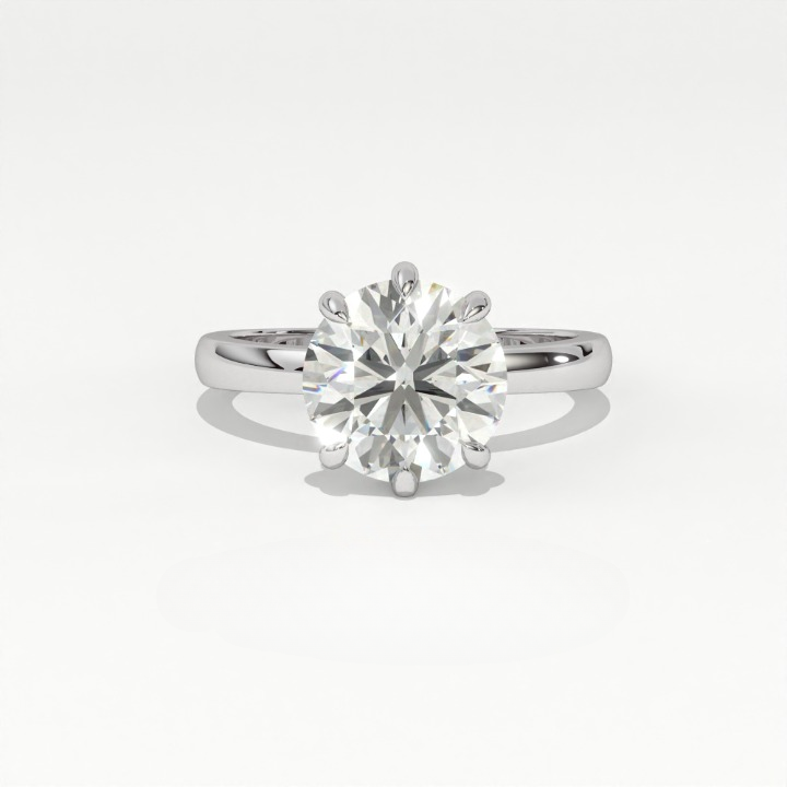 Aarinya Classic 6-Prong Rounded Lab-Grown Diamond Solitaire Ring, The Centurion Minimalist Slender-Band 6-Claw Solitaire Ring