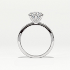 Aarinya Classic 6-Prong Rounded Lab-Grown Diamond Solitaire Ring, The Centurion Minimalist Slender-Band 6-Claw Solitaire Ring