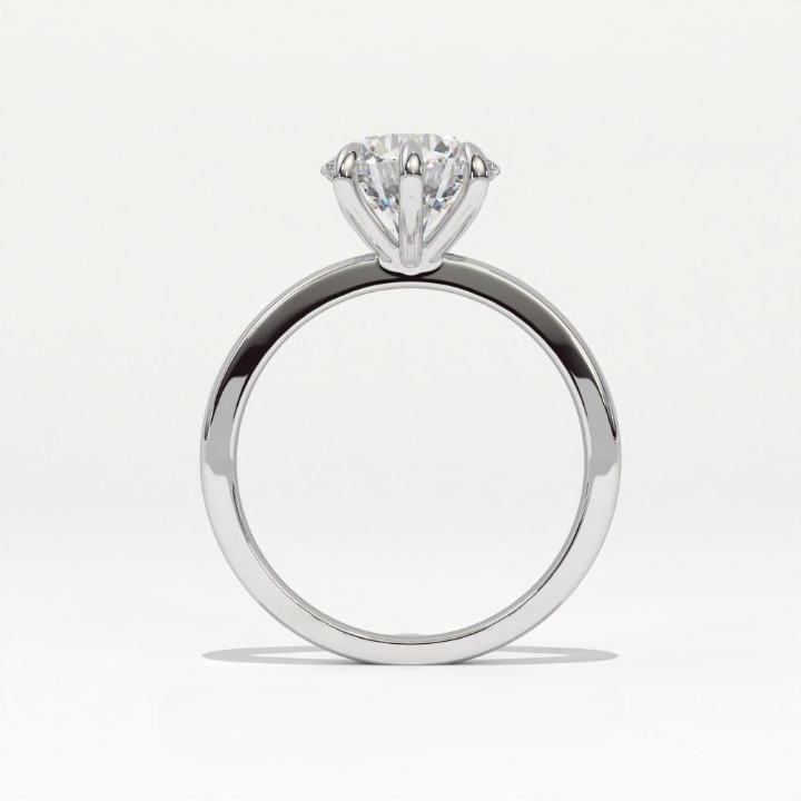 Aarinya Classic 6-Prong Rounded Lab-Grown Diamond Solitaire Ring, The Centurion Minimalist Slender-Band 6-Claw Solitaire Ring