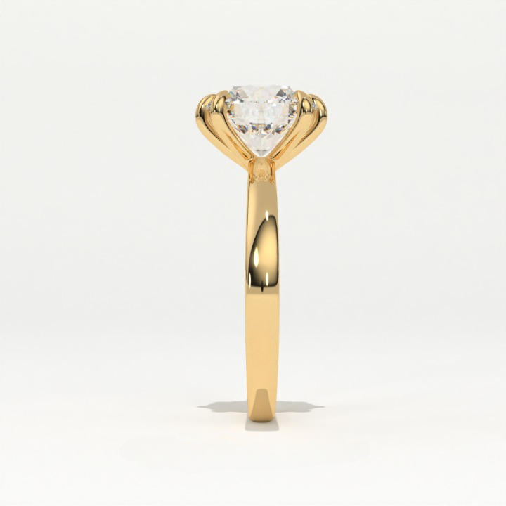Aarinya Classic 6-Prong Rounded Lab-Grown Diamond Solitaire Ring, The Centurion Minimalist Slender-Band 6-Claw Solitaire Ring