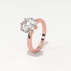 Aarinya Classic 6-Prong Rounded Lab-Grown Diamond Solitaire Ring, The Centurion Minimalist Slender-Band 6-Claw Solitaire Ring