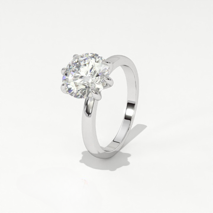 Aarinya Classic 6-Prong Rounded Lab-Grown Diamond Solitaire Ring, The Centurion Minimalist Slender-Band 6-Claw Solitaire Ring