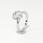 Aarinya Classic 6-Prong Rounded Lab-Grown Diamond Solitaire Ring, The Centurion Minimalist Slender-Band 6-Claw Solitaire Ring