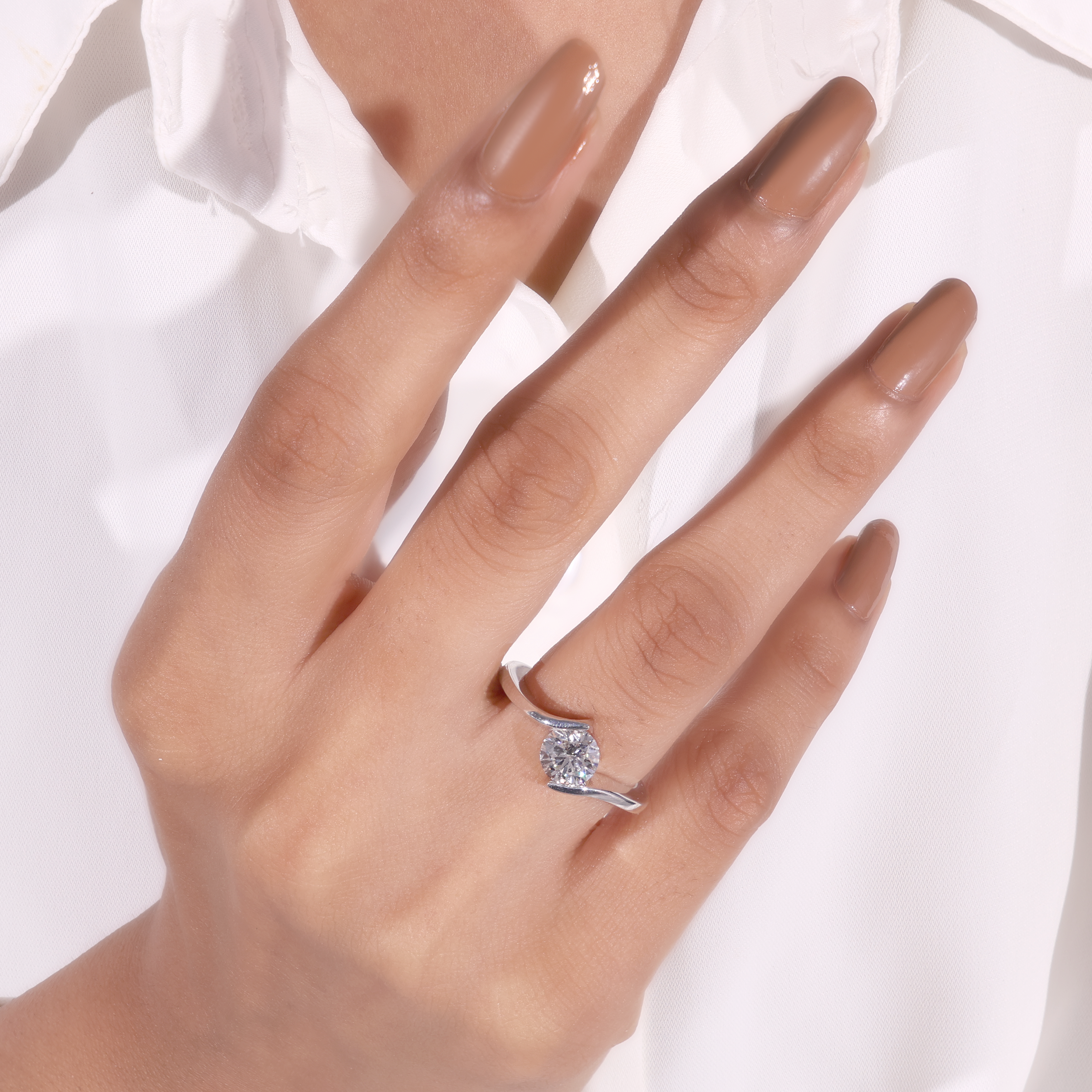The Helix Architectural 1.1 Carat Lab Grown Diamond Solitiare Ring, The Vortex Clean Border Ring