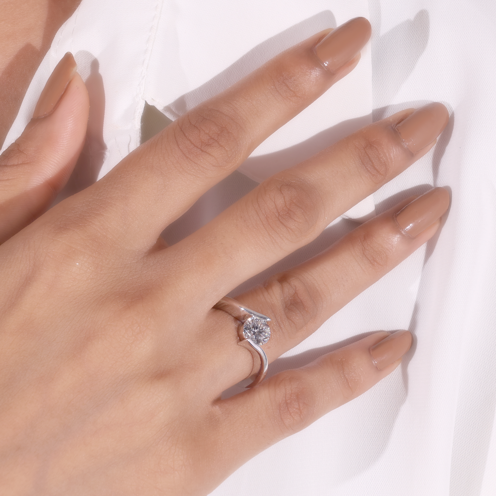 The Helix Architectural 1.1 Carat Lab Grown Diamond Solitiare Ring, The Vortex Clean Border Ring