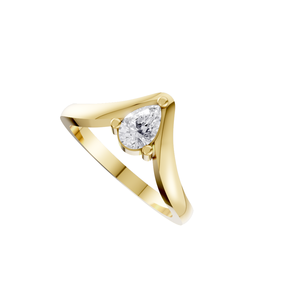 Aarinya Contoured Pear-Cut Diamond Solitaire Ring