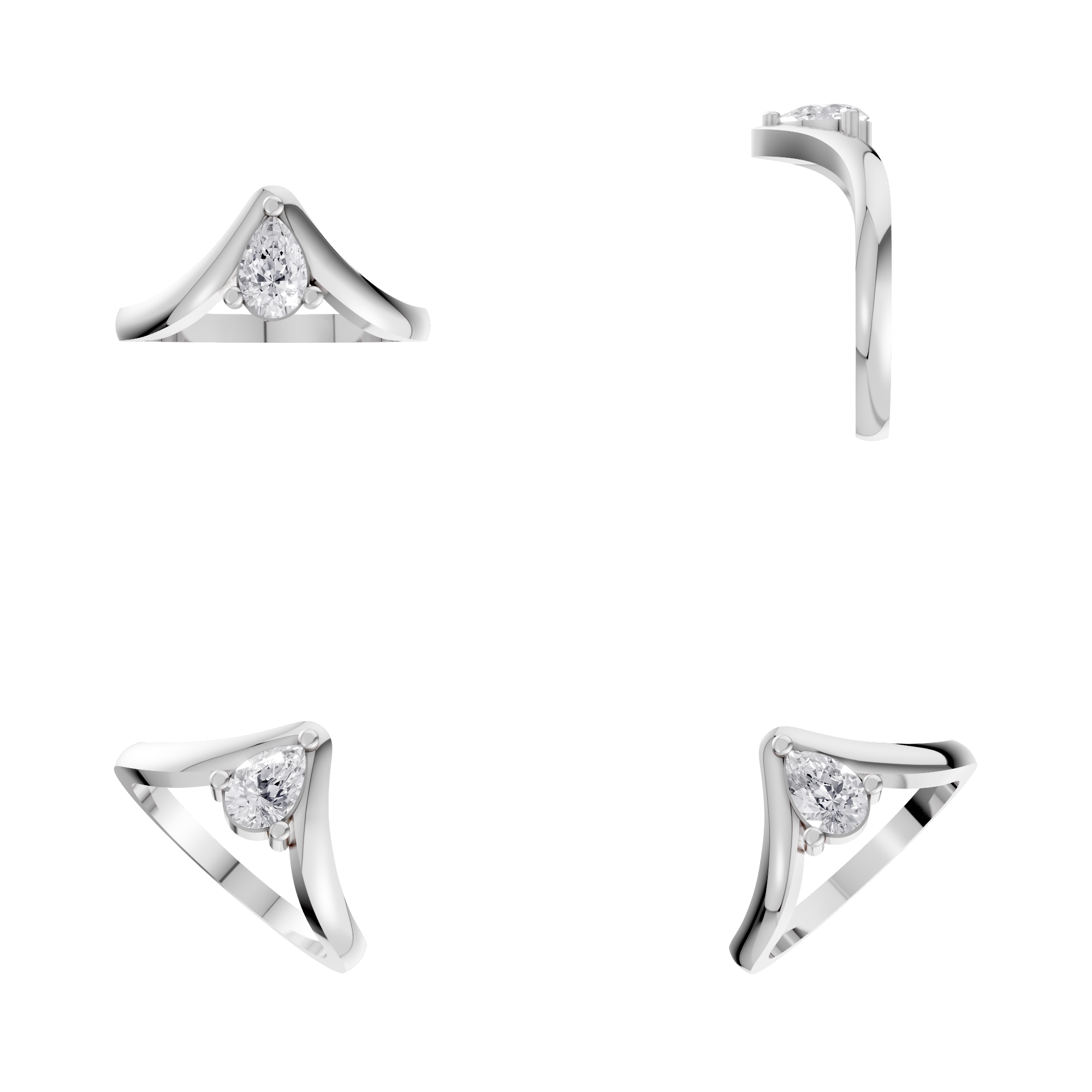 Aarinya Contoured Pear-Cut Diamond Solitaire Ring