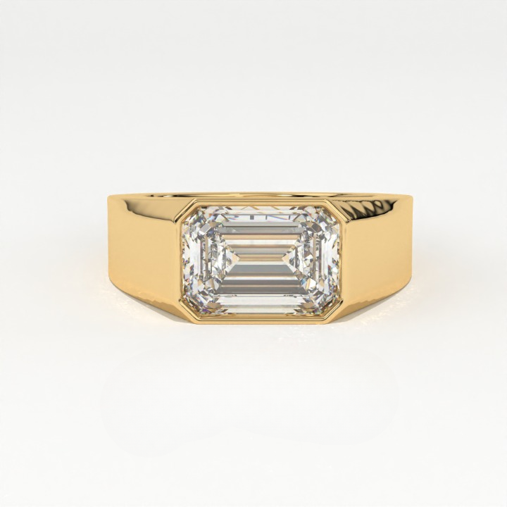 Aarinya Bezel Lab-Grown Diamond Solitaire Ring, The Vanguard Men's Emerald-Cut Signet