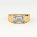 Aarinya Bezel Lab-Grown Diamond Solitaire Ring, The Vanguard Men's Emerald-Cut Signet