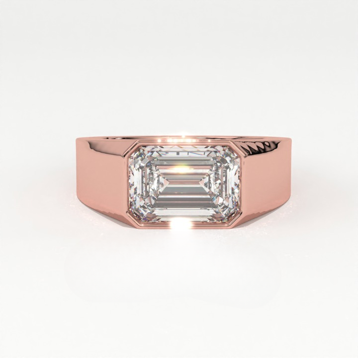 Aarinya Bezel 2.5 Carat Lab-Grown Diamond Solitaire Ring, The Vanguard Men's Emerald-Cut Signet